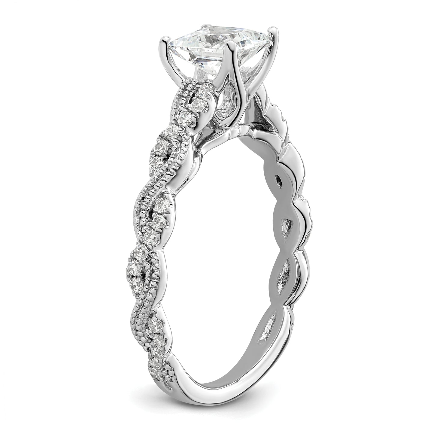 14k White Gold 1/5 Ct. Lab Grown Diamond VS/SI+ G+ 1 Ct. Center Princess Engagement Ring