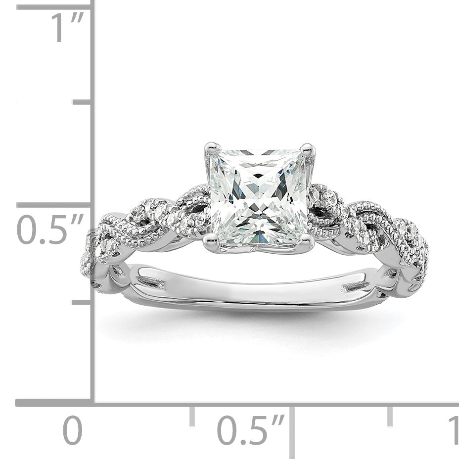 14k White Gold 1/5 Ct. Lab Grown Diamond VS/SI+ G+ 1 Ct. Center Princess Engagement Ring