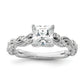 14k White Gold 1/5 Ct. Lab Grown Diamond VS/SI+ G+ 1 Ct. Center Princess Engagement Ring