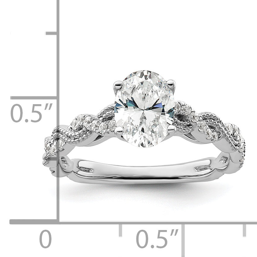 14k White Gold 1/5 Ct. Lab Grown Diamond VS/SI+ G+ 1 Ct. Center Oval Engagement Ring