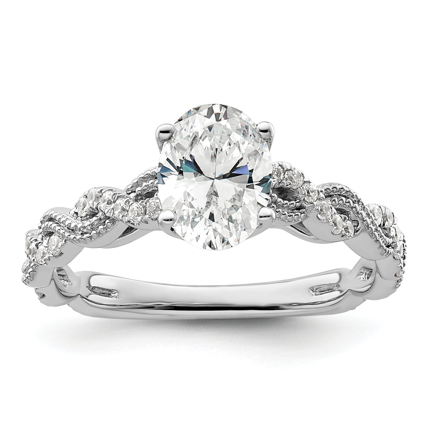 14k White Gold 1/5 Ct. Lab Grown Diamond VS/SI+ G+ 1 Ct. Center Oval Engagement Ring