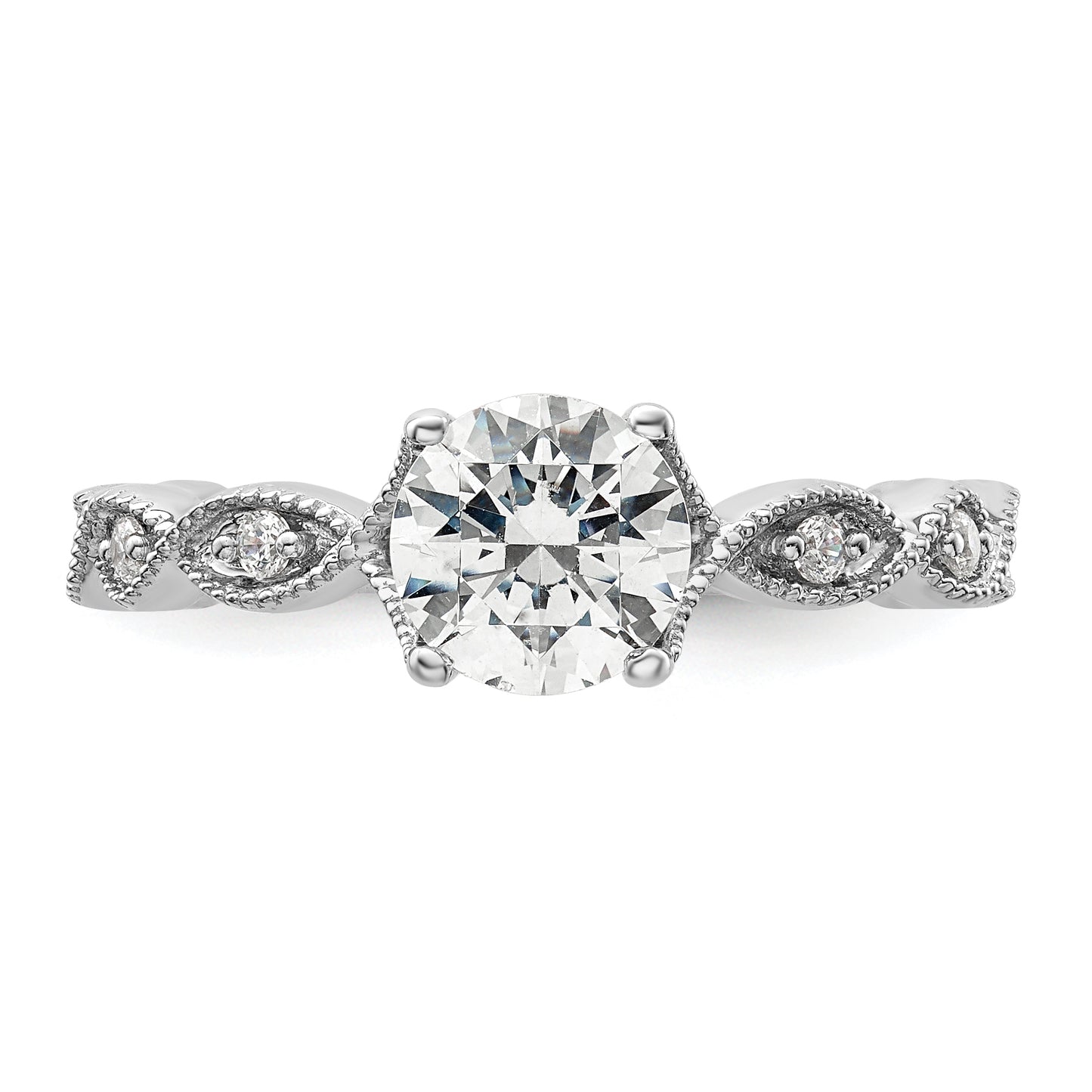 14k White Gold 1/8 Ct. Lab Grown Diamond VS/SI+ G+ 1 Ct. Center Round Engagement Ring