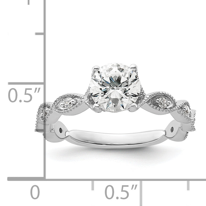 14k White Gold 1/8 Ct. Lab Grown Diamond VS/SI+ G+ 1 Ct. Center Round Engagement Ring