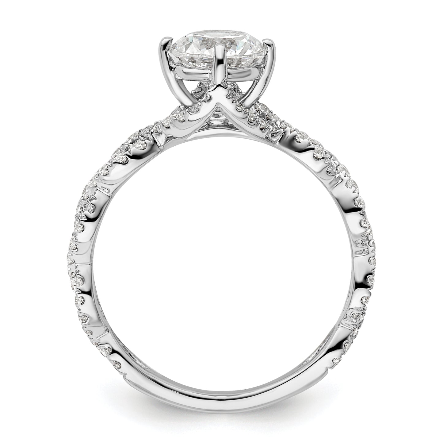 14k White Gold 1/2 Ct. Lab Grown Diamond VS/SI+ G+ 1 Ct. Center Round Engagement Ring