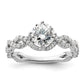 14k White Gold 1/2 Ct. Lab Grown Diamond VS/SI+ G+ 1 Ct. Center Round Engagement Ring