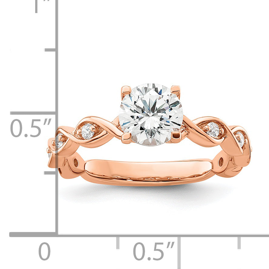 14k Rose Gold 1/6 Ct. Lab Grown Diamond VS/SI+ G+ 1 Ct. Center Round Engagement Ring