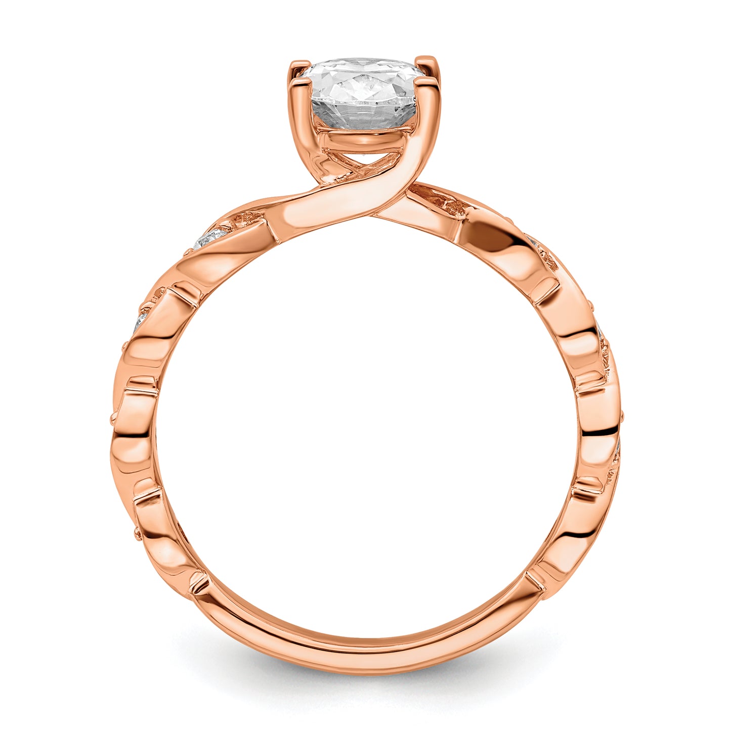 14k Rose Gold 1/6 Ct. Lab Grown Diamond VS/SI+ G+ 1 Ct. Center Oval Engagement Ring