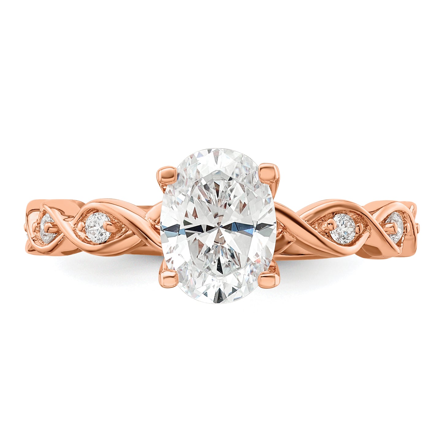 14k Rose Gold 1/6 Ct. Lab Grown Diamond VS/SI+ G+ 1 Ct. Center Oval Engagement Ring