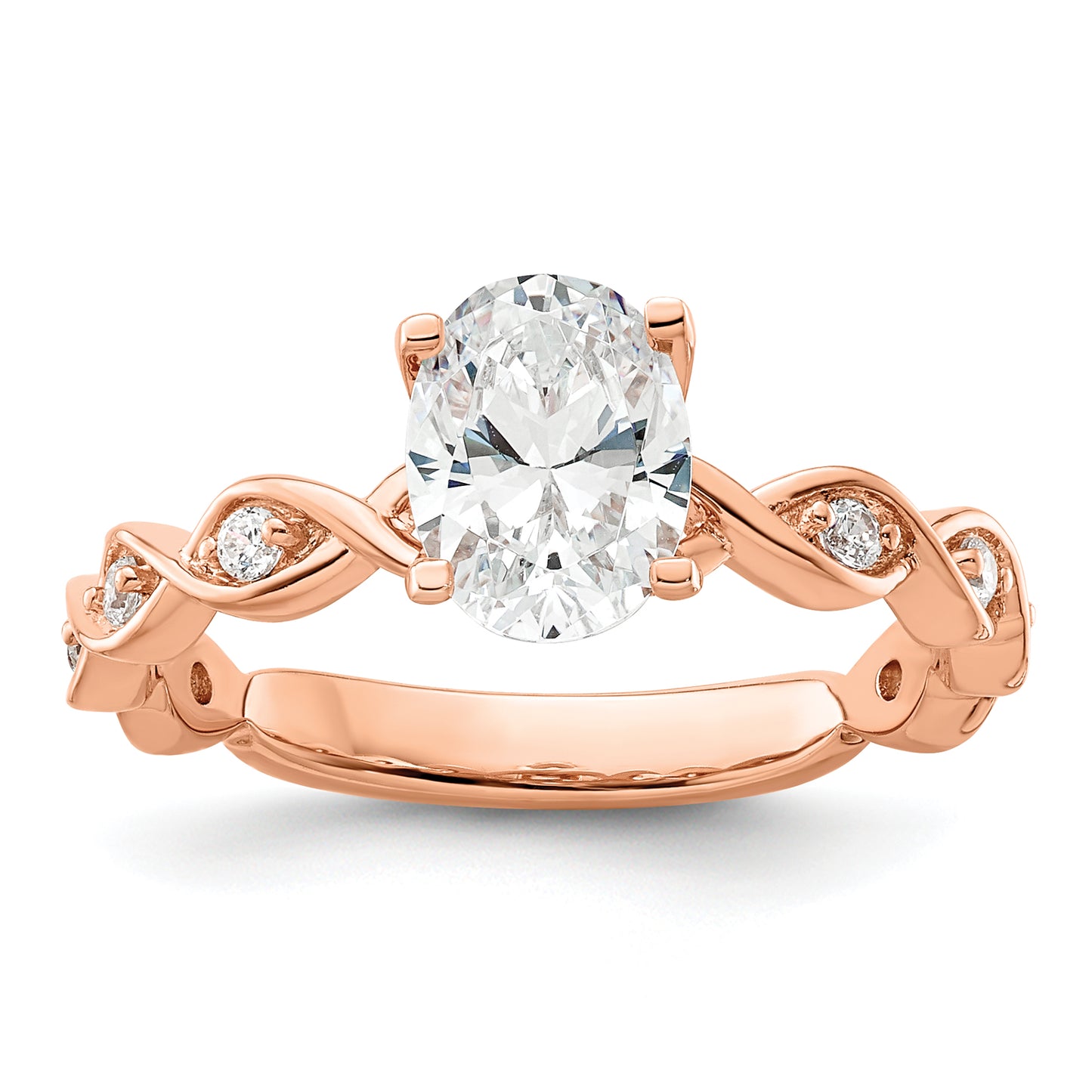 14k Rose Gold 1/6 Ct. Lab Grown Diamond VS/SI+ G+ 1 Ct. Center Oval Engagement Ring