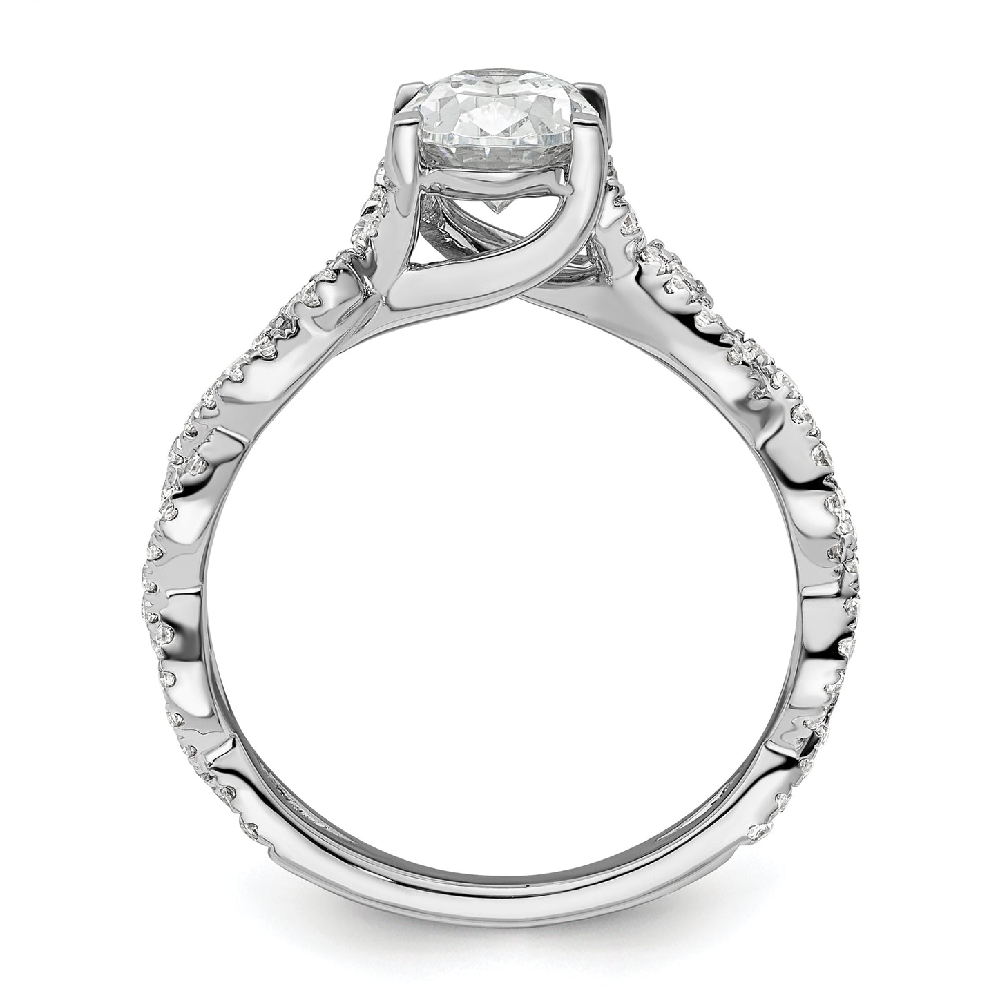 14k White Gold 3/8 Ct. Lab Grown Diamond VS/SI+ G+ 1 Ct. Center Oval Engagement Ring