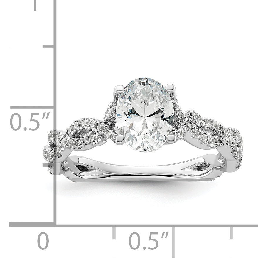 14k White Gold 3/8 Ct. Lab Grown Diamond VS/SI+ G+ 1 Ct. Center Oval Engagement Ring