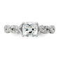 14k White Gold 3/8 Ct. Lab Grown Diamond VS/SI+ G+ 1 Ct. Center Cushion Engagement Ring