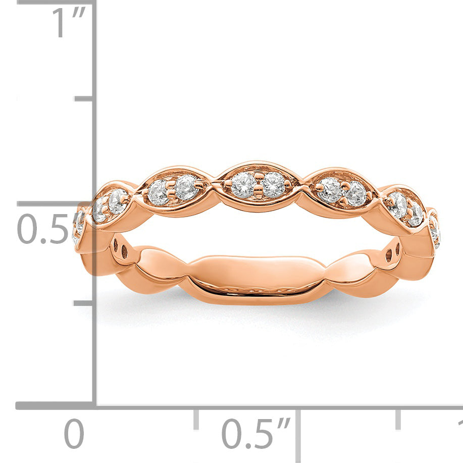 14k Rose Gold 1/4 Ct. Lab Grown Diamond VS/SI+ G+ Fashion Band Ring