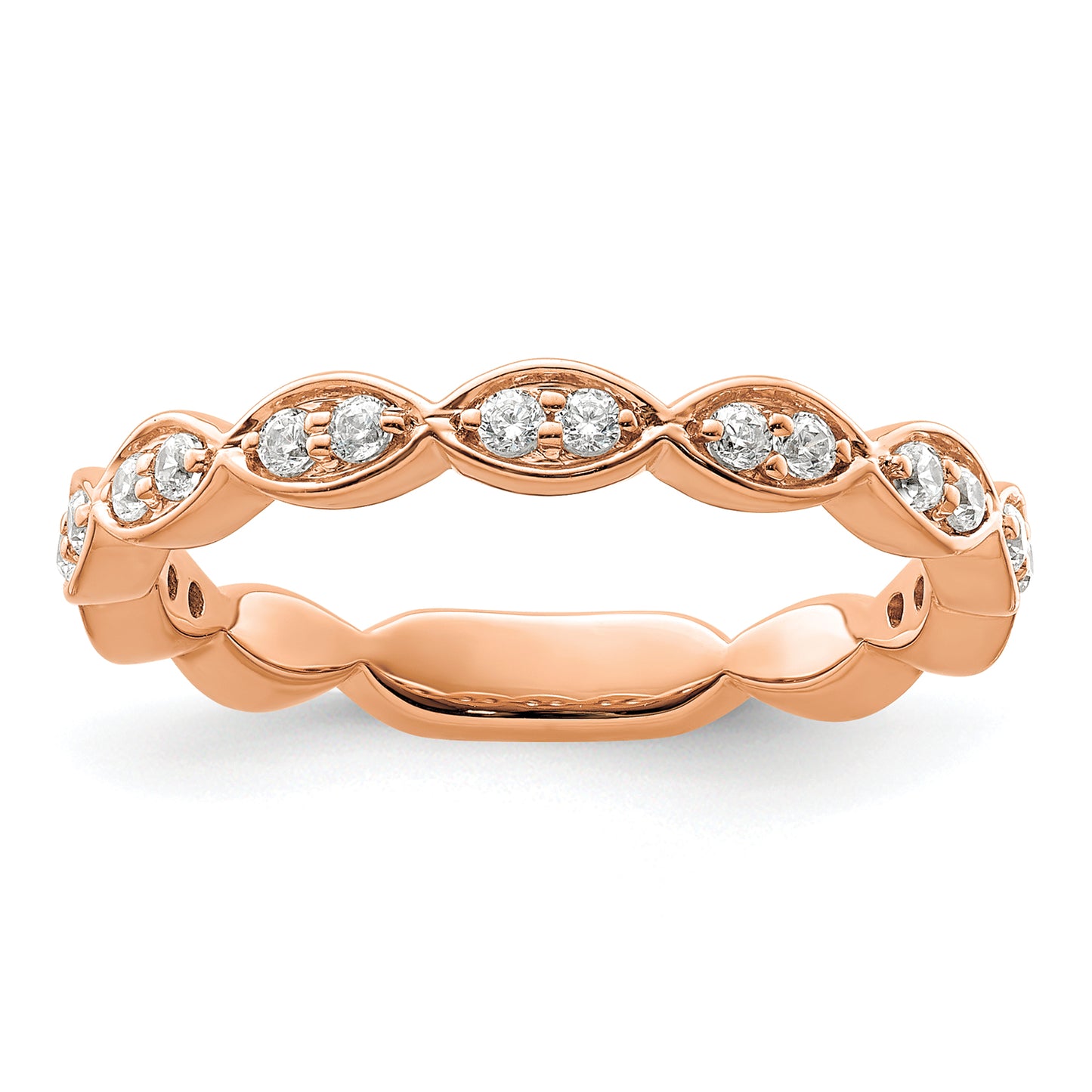 14k Rose Gold 1/4 Ct. Lab Grown Diamond VS/SI+ G+ Fashion Band Ring