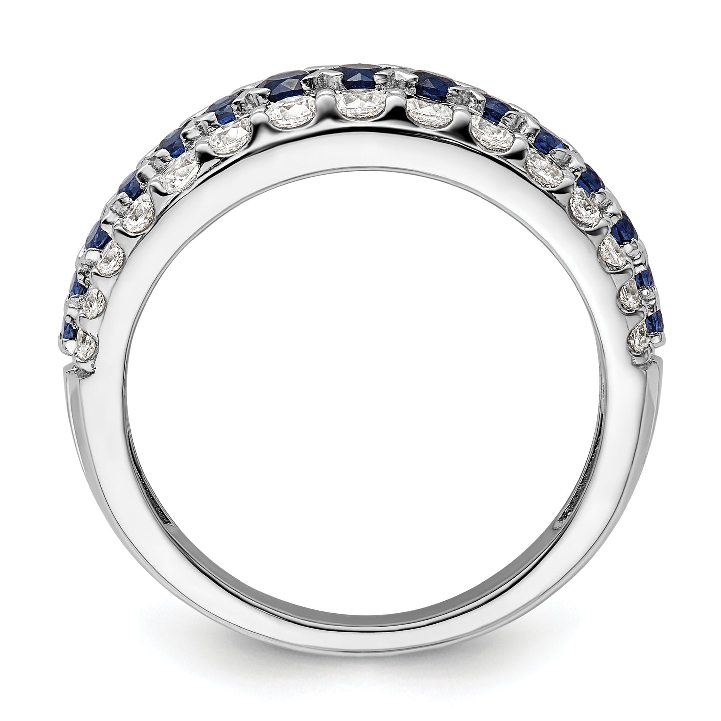 14k White Gold 7/8 Ct. Lab Grown Diamond VS/SI+ G+ and Lab Created Blue Sapphire Fashion Ring