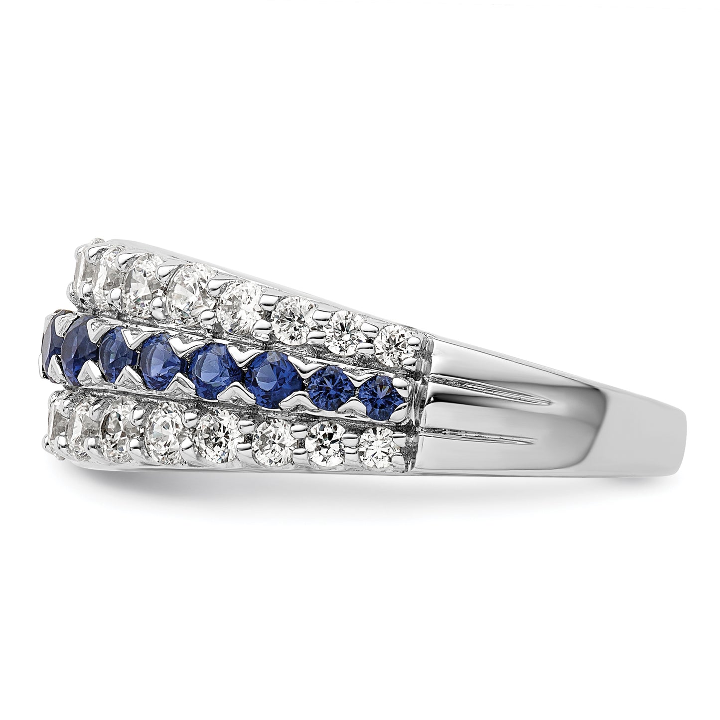 14k White Gold 7/8 Ct. Lab Grown Diamond VS/SI+ G+ and Lab Created Blue Sapphire Fashion Ring