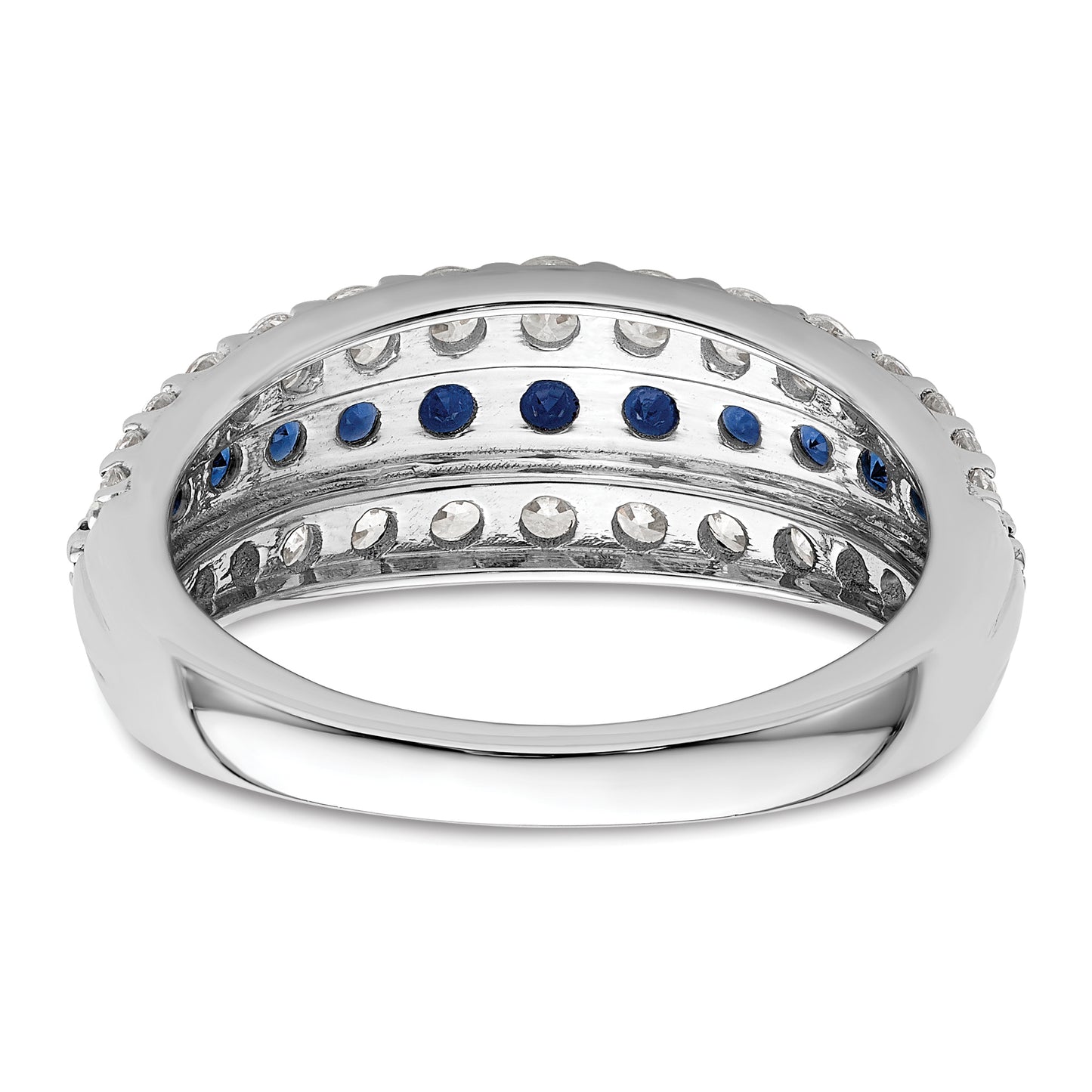 14k White Gold 7/8 Ct. Lab Grown Diamond VS/SI+ G+ and Lab Created Blue Sapphire Fashion Ring