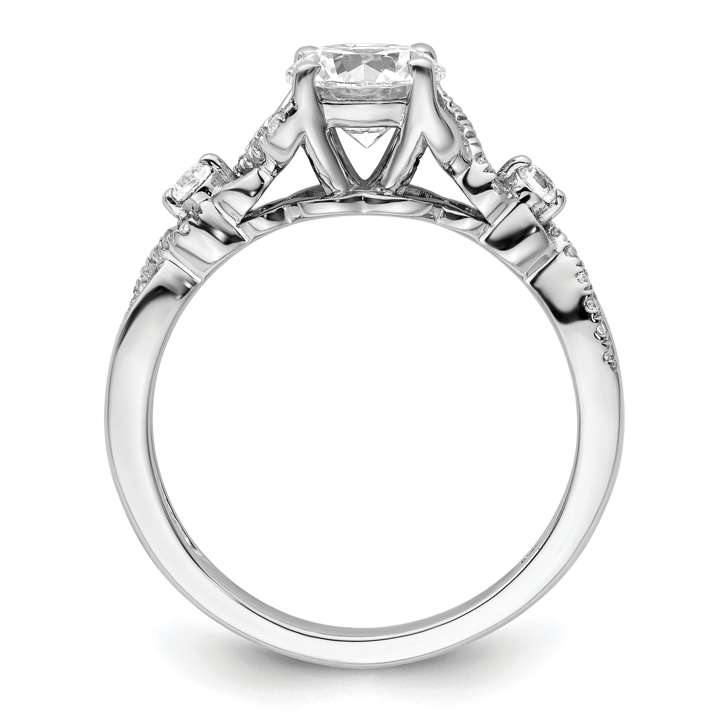 14k White Gold 1/6 Ct. Lab Grown Diamond VS/SI+ G+ 1 Ct. Center Round Bypass Engagement Ring