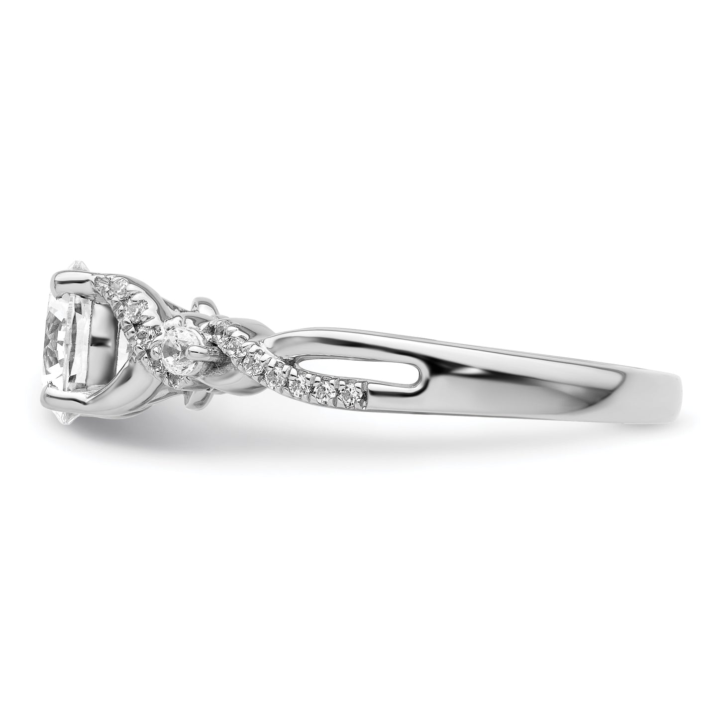 14k White Gold 1/6 Ct. Lab Grown Diamond VS/SI+ G+ 1 Ct. Center Round Bypass Engagement Ring