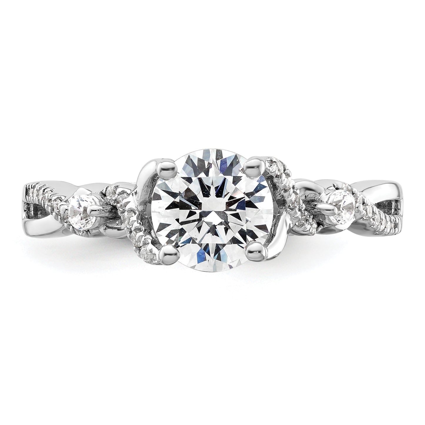 14k White Gold 1/6 Ct. Lab Grown Diamond VS/SI+ G+ 1 Ct. Center Round Bypass Engagement Ring