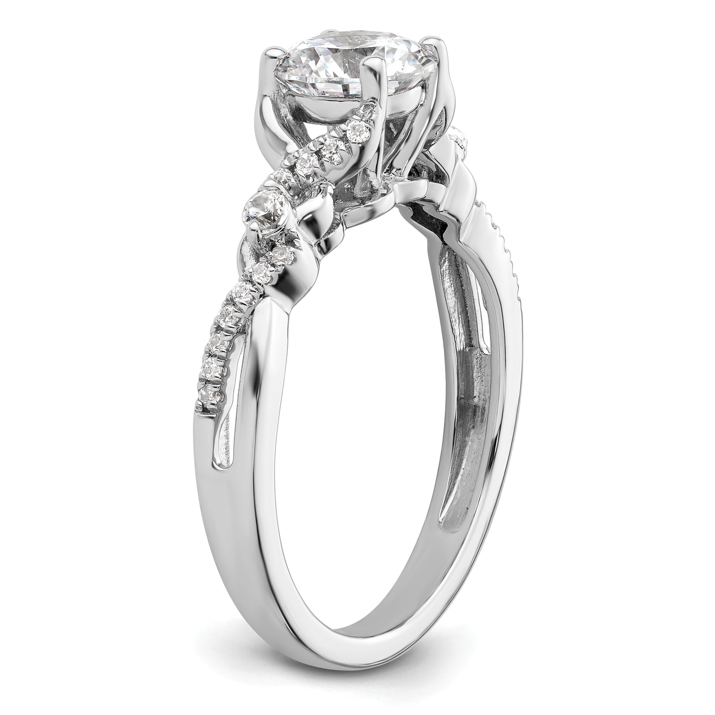 14k White Gold 1/6 Ct. Lab Grown Diamond VS/SI+ G+ 1 Ct. Center Round Bypass Engagement Ring