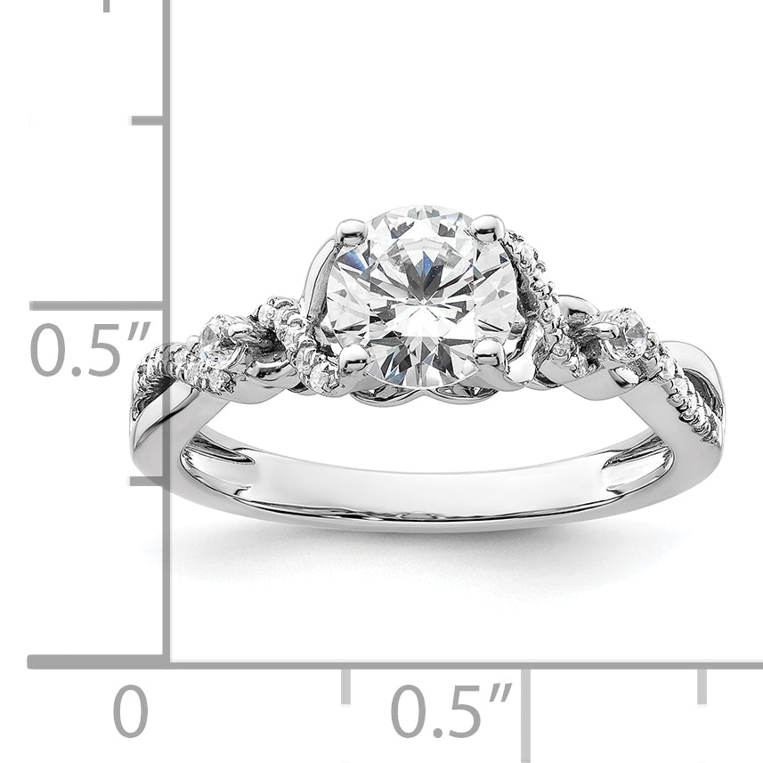 14k White Gold 1/6 Ct. Lab Grown Diamond VS/SI+ G+ 1 Ct. Center Round Bypass Engagement Ring