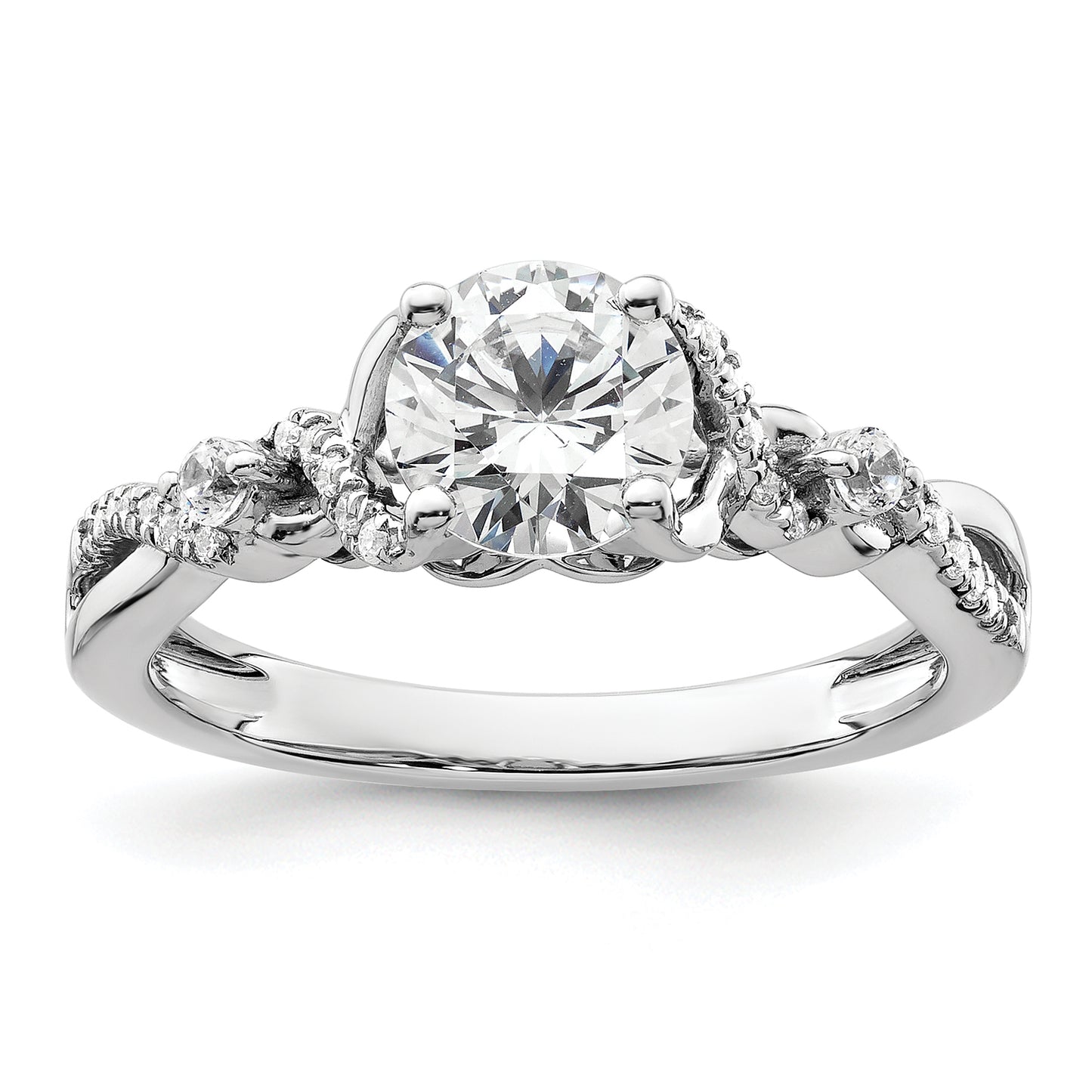 14k White Gold 1/6 Ct. Lab Grown Diamond VS/SI+ G+ 1 Ct. Center Round Bypass Engagement Ring