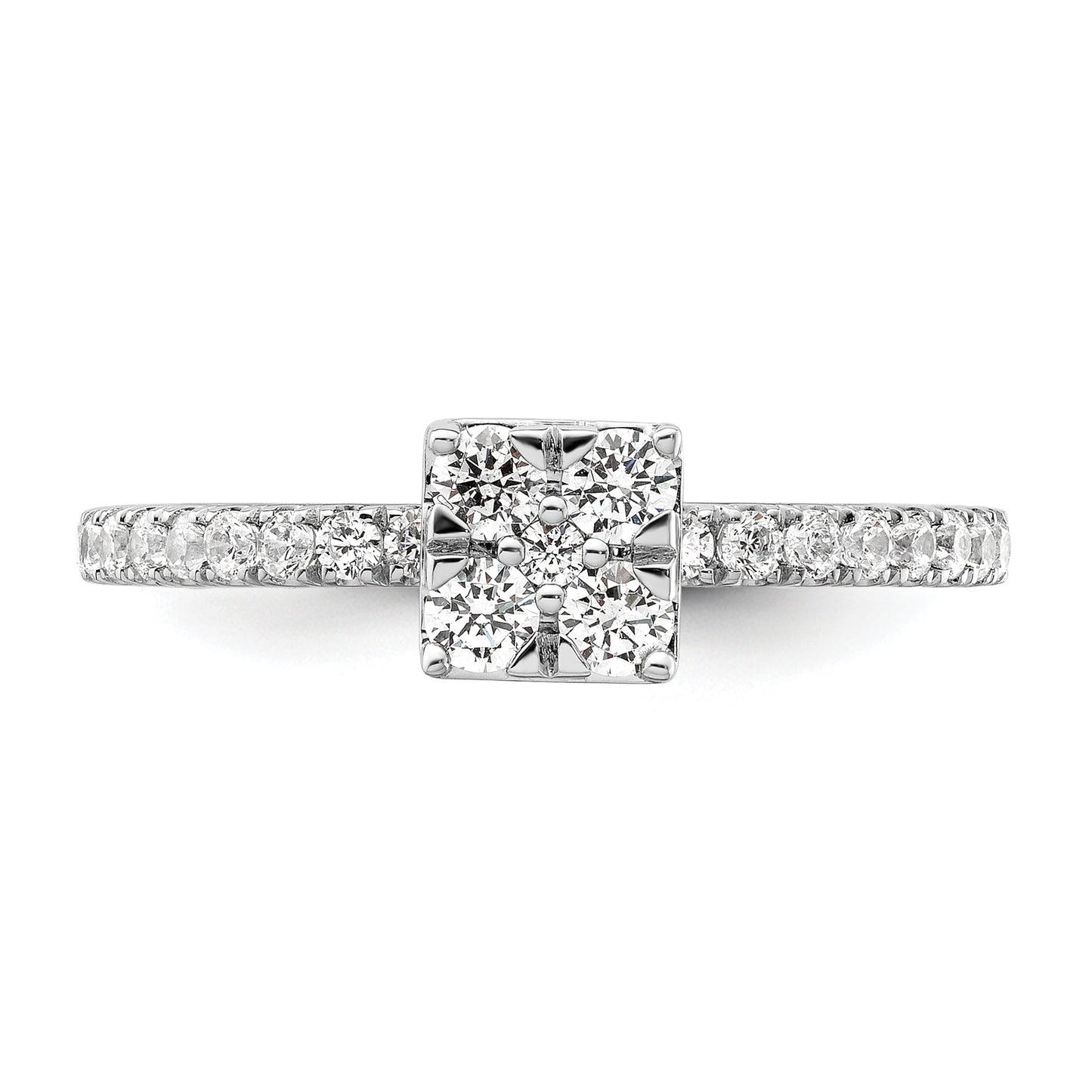 Two Promises 14k White Gold 1/2 Ct. Lab Grown Diamond VS/SI+ G+ Cluster Engagement Ring