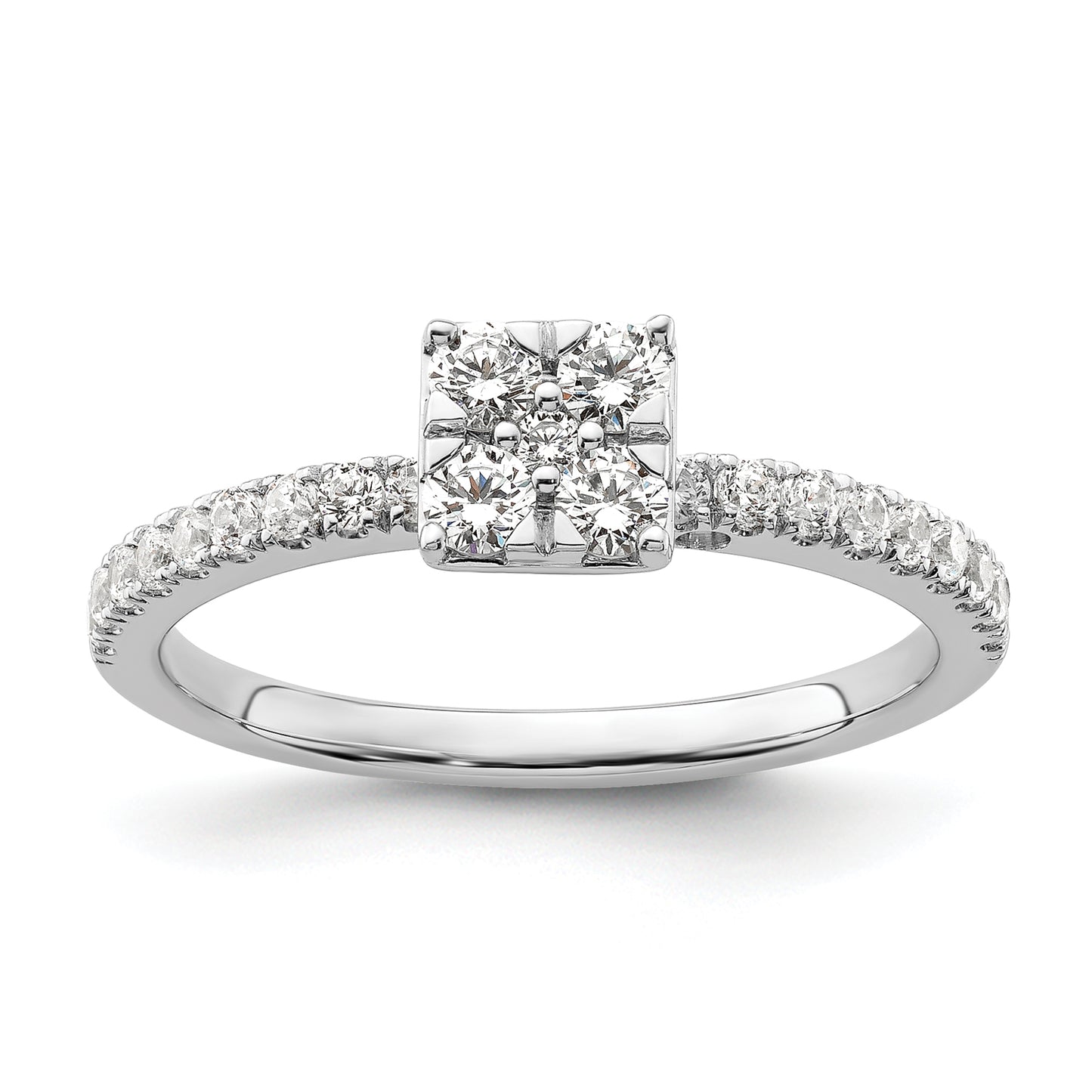 Two Promises 14k White Gold 1/2 Ct. Lab Grown Diamond VS/SI+ G+ Cluster Engagement Ring