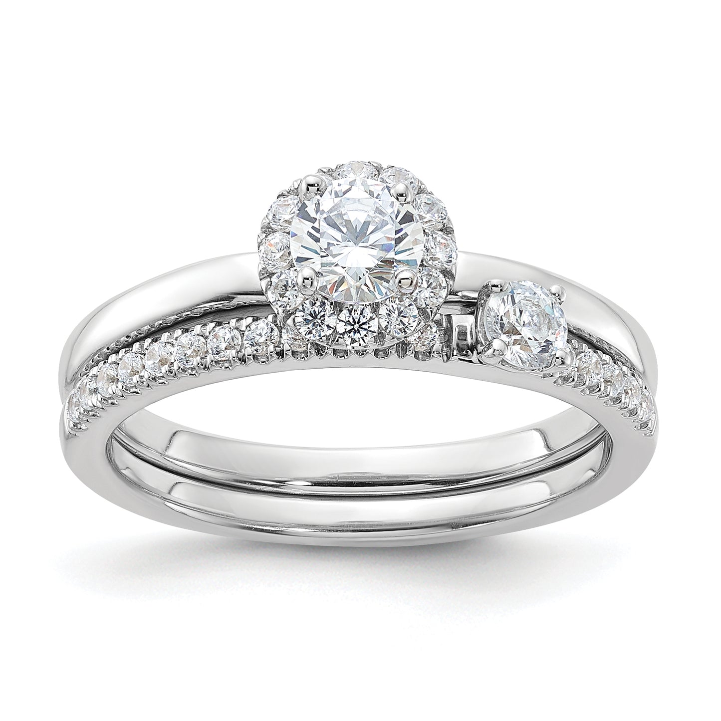 Two Promises 14k White Gold 1/2 Ct. Lab Grown Diamond VS/SI+ G+ Petite Halo Engagement Ring