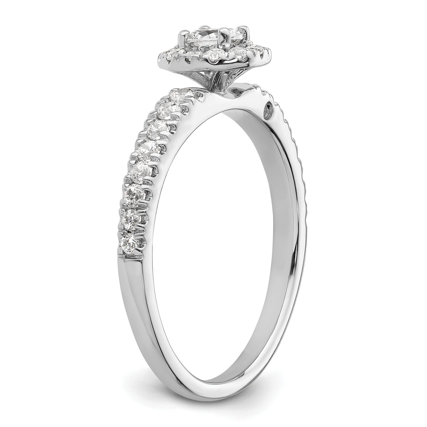 Two Promises 14k White Gold 5/8 Ct. Lab Grown Diamond VS/SI+ G+ Petite Halo Engagement Ring