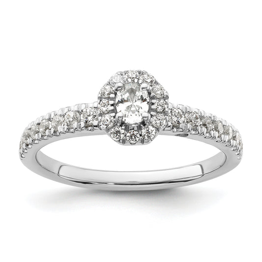 Two Promises 14k White Gold 5/8 Ct. Lab Grown Diamond VS/SI+ G+ Petite Halo Engagement Ring