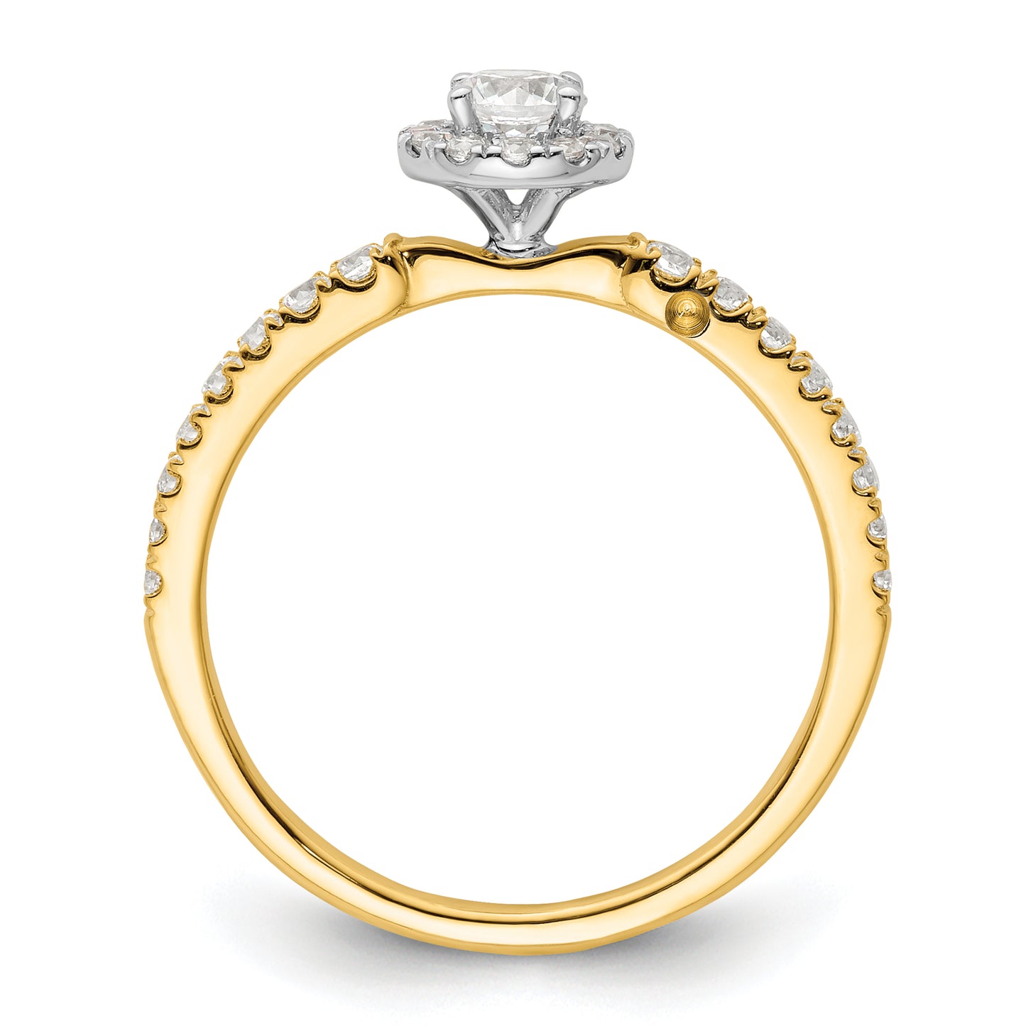 14k Two-tone Two Promises Two Tone 5/8 Ct. Lab Grown Diamond VS/SI+ G+ Petite Halo Engagement Ring