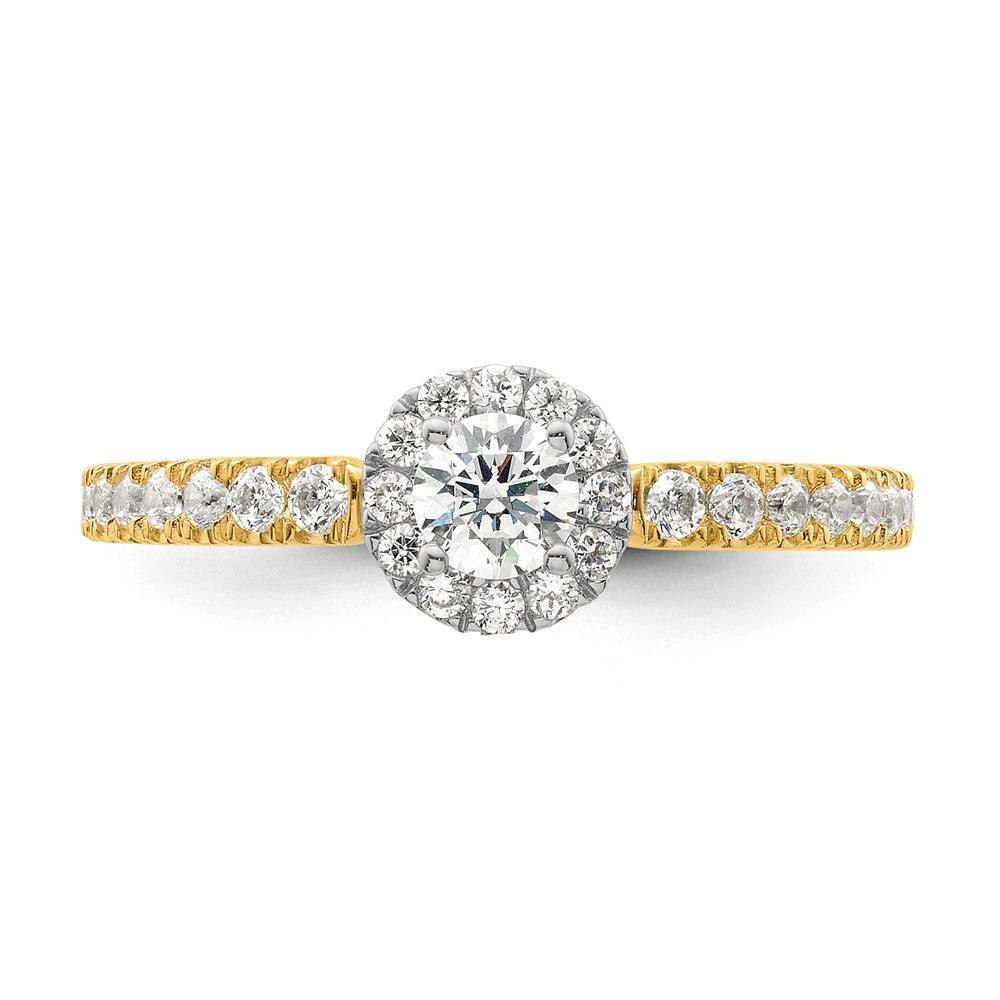 14k Two-tone Two Promises Two Tone 5/8 Ct. Lab Grown Diamond VS/SI+ G+ Complete Petite Halo Engagement Ring