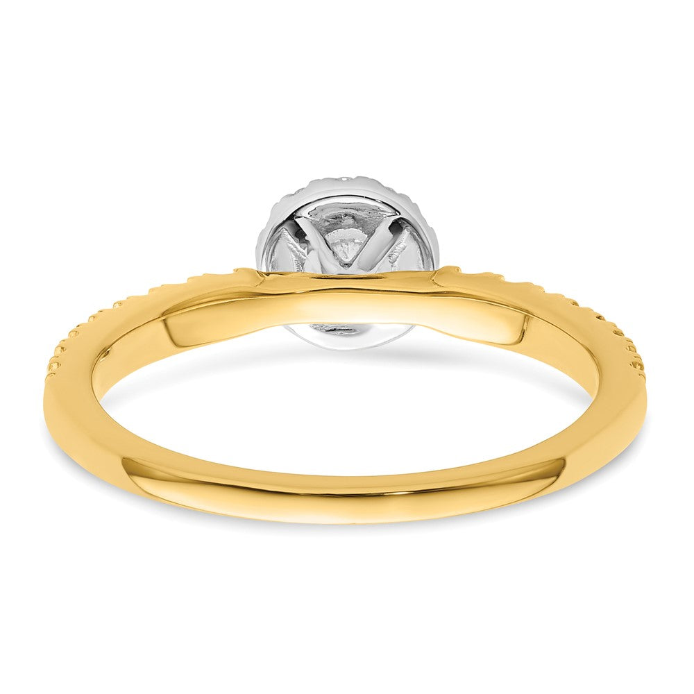 14k Two-tone Two Promises Two Tone 5/8 Ct. Lab Grown Diamond VS/SI+ G+ Complete Petite Halo Engagement Ring