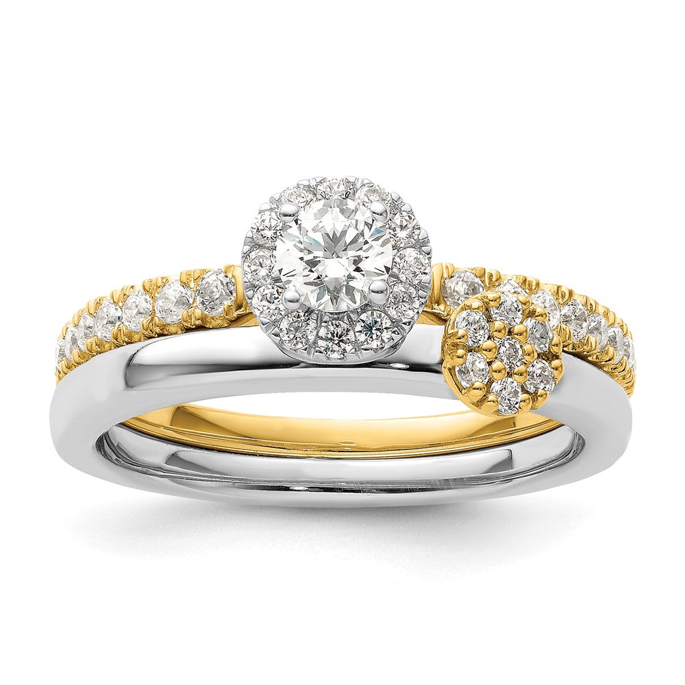 14k Two-tone Two Promises Two Tone 5/8 Ct. Lab Grown Diamond VS/SI+ G+ Complete Petite Halo Engagement Ring