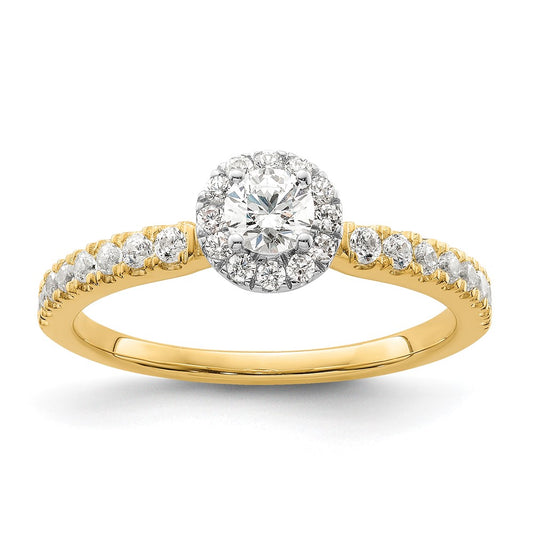 14k Two-tone Two Promises Two Tone 5/8 Ct. Lab Grown Diamond VS/SI+ G+ Complete Petite Halo Engagement Ring