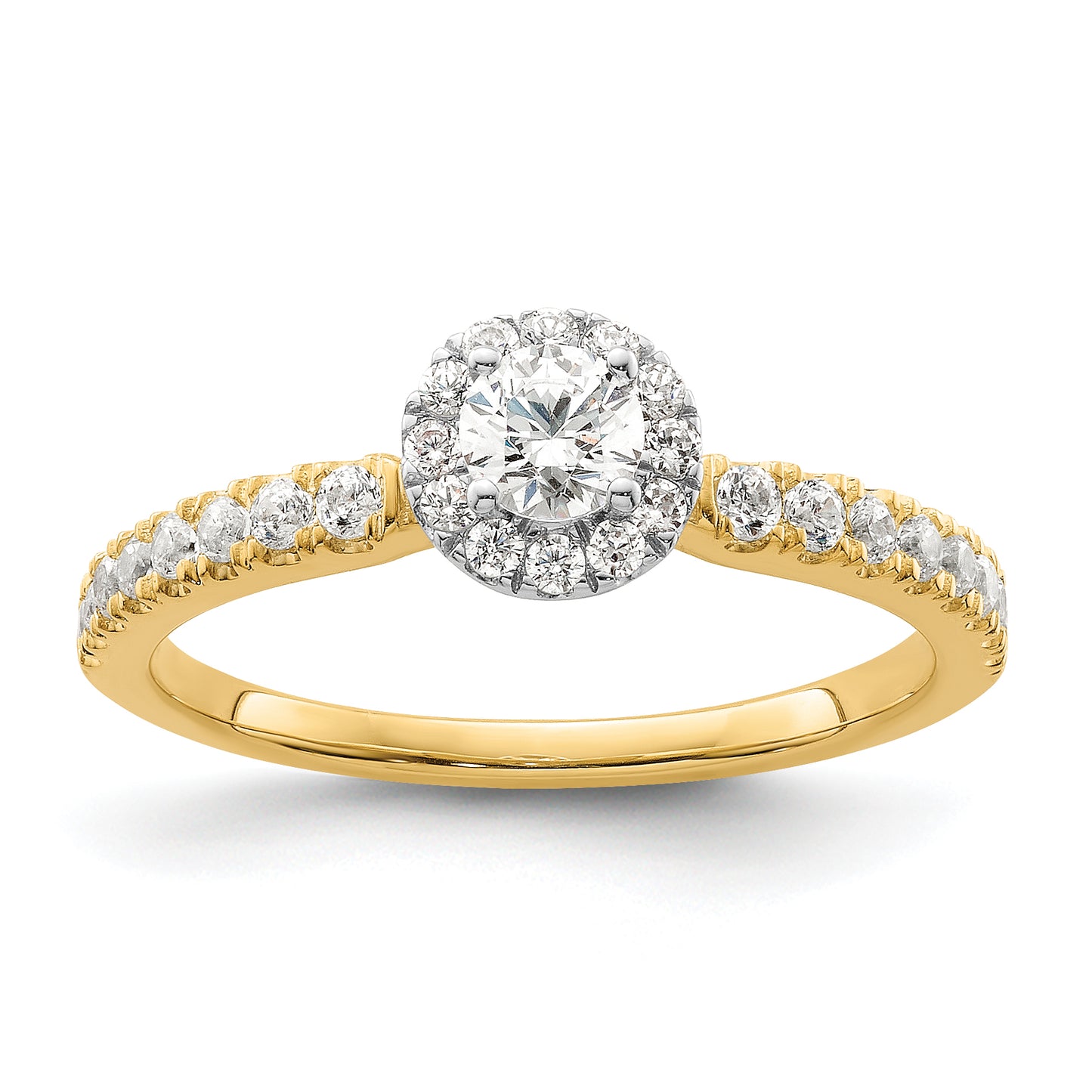 14k Two-tone Two Promises Two Tone 5/8 Ct. Lab Grown Diamond VS/SI+ G+ Petite Halo Engagement Ring