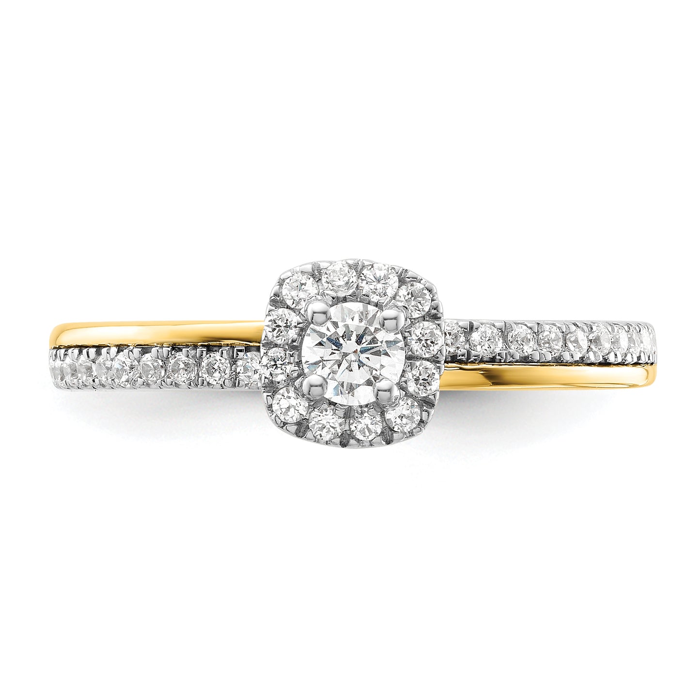 14K Two-Tone Lab Grown VS/SI+ G+ Diamond Two Promises Halo Engagement Ring