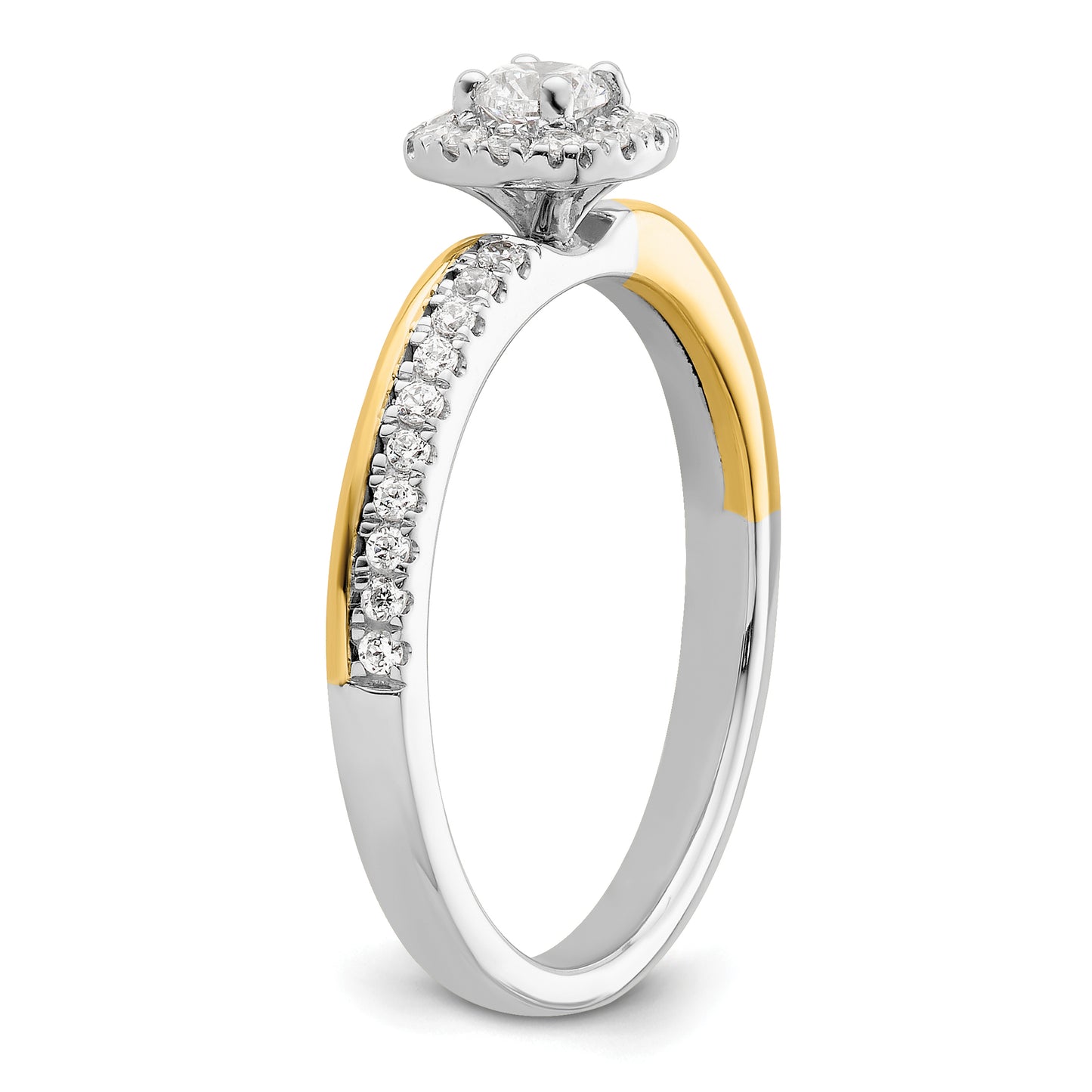 14K Two-Tone Lab Grown VS/SI+ G+ Diamond Two Promises Halo Engagement Ring