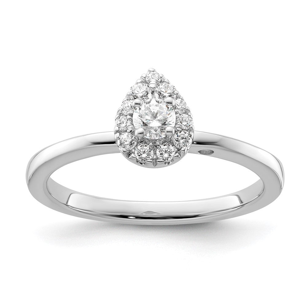 Two Promises 14k White Gold 1/3 Ct. Lab Grown Diamond VS/SI+ G+ Complete Petite Halo Engagement Ring