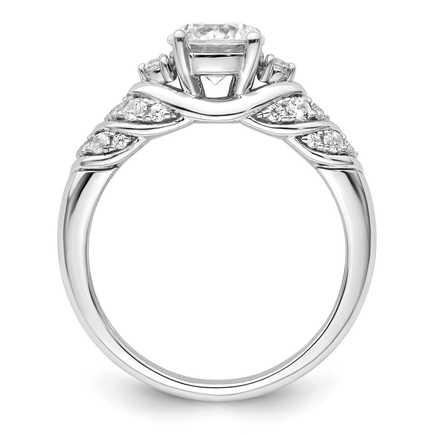 14k White Gold 1/3 Ct. Lab Grown Diamond VS/SI+ G+ 1 Ct. Center Round Shared Prong Engagement Ring