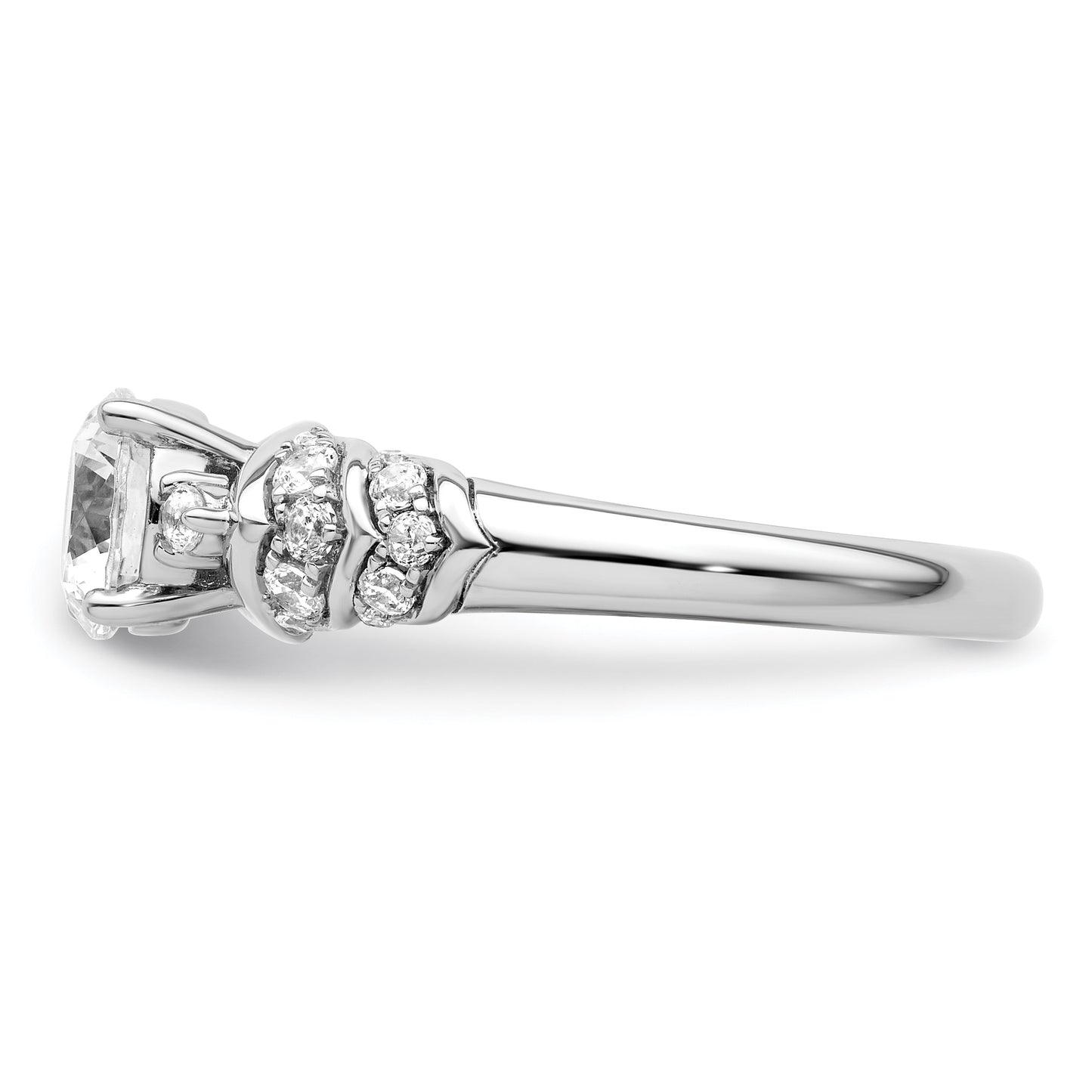 14k White Gold 1/3 Ct. Lab Grown Diamond VS/SI+ G+ 1 Ct. Center Round Shared Prong Engagement Ring