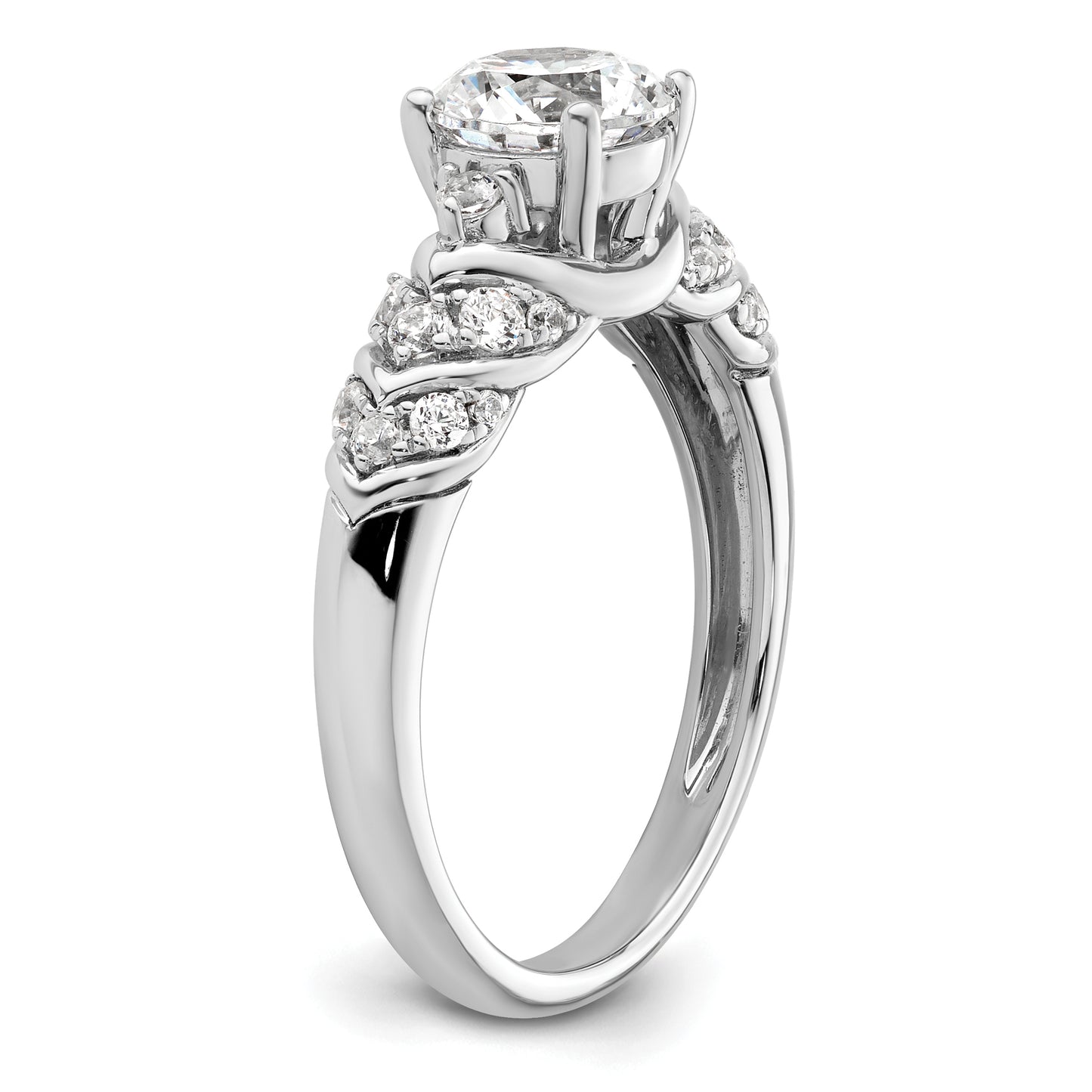 14k White Gold 1/3 Ct. Lab Grown Diamond VS/SI+ G+ 1 Ct. Center Round Shared Prong Engagement Ring