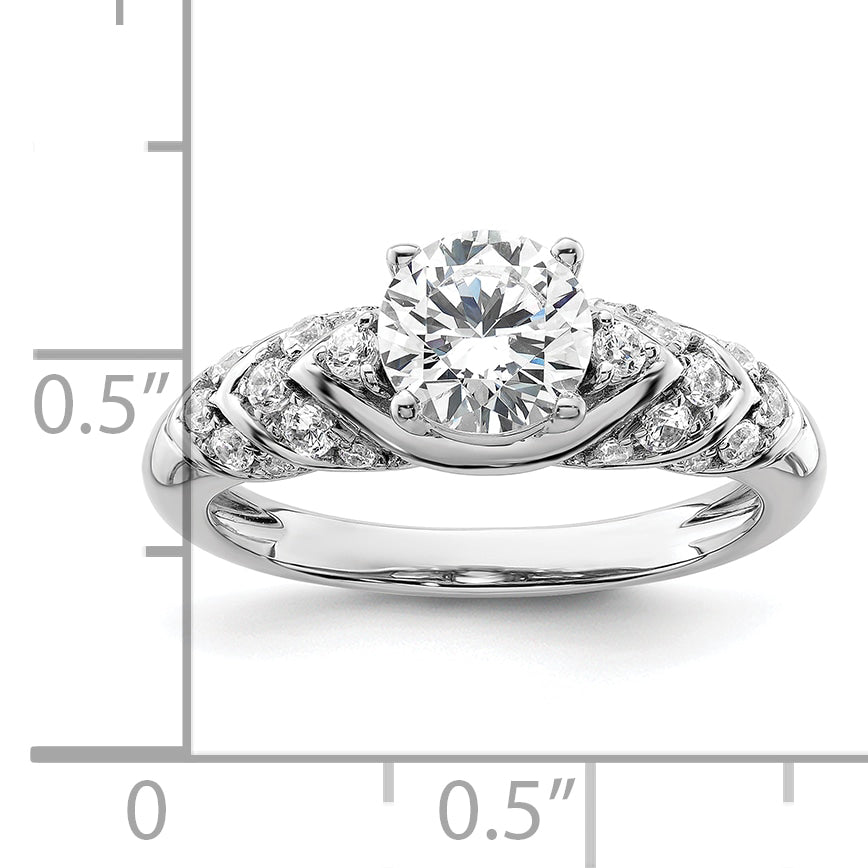 14k White Gold 1/3 Ct. Lab Grown Diamond VS/SI+ G+ 1 Ct. Center Round Shared Prong Engagement Ring