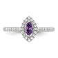 14k White Gold 1/5 Ct. Lab Grown Diamond VS/SI+ G+ and Amethyst February Birthstone Ring