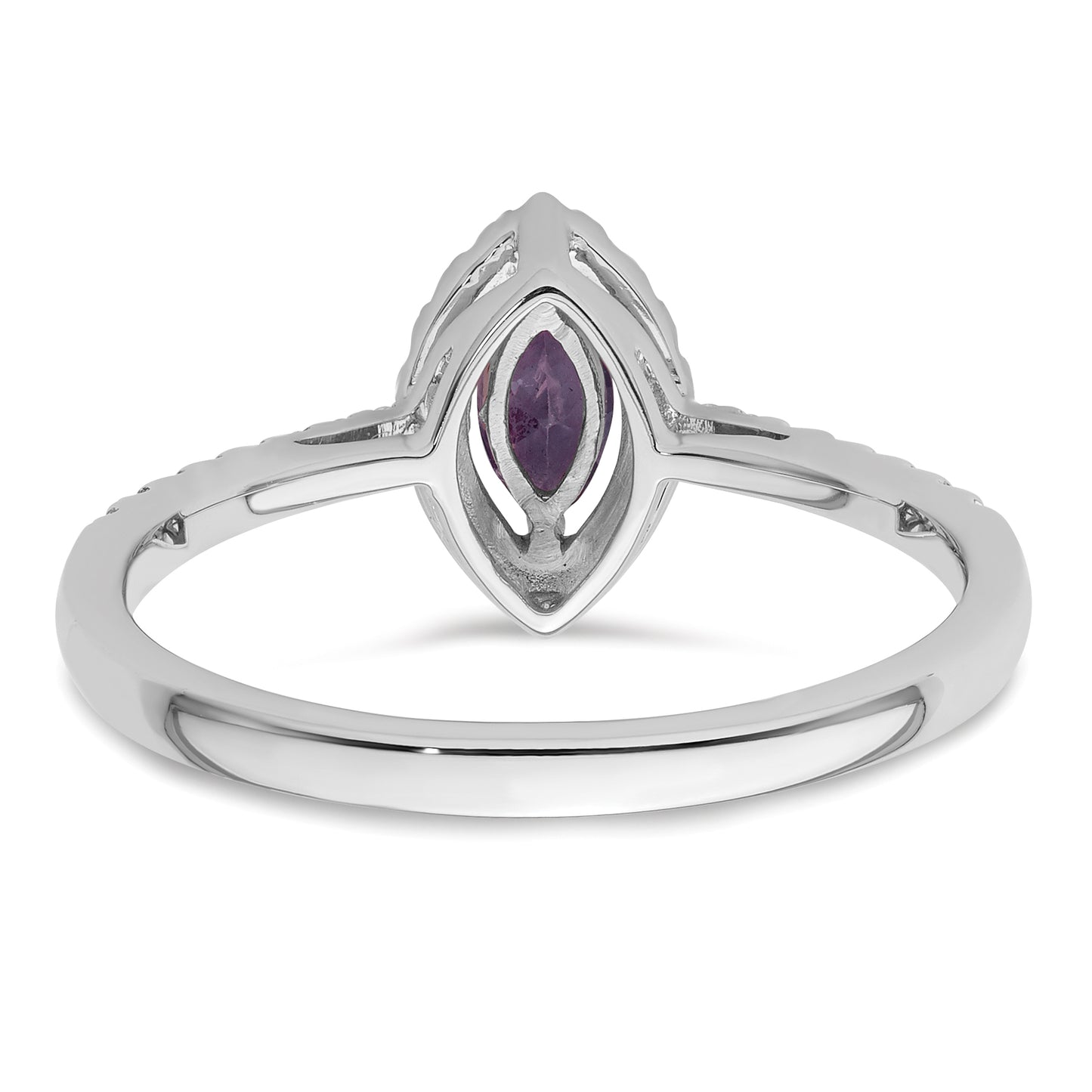 14k White Gold 1/5 Ct. Lab Grown Diamond VS/SI+ G+ and Amethyst February Birthstone Ring