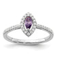 14k White Gold 1/5 Ct. Lab Grown Diamond VS/SI+ G+ and Amethyst February Birthstone Ring