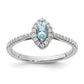 14k White Gold 1/5 Ct. Lab Grown Diamond VS/SI+ G+ and Aquamarine March Birthstone Ring