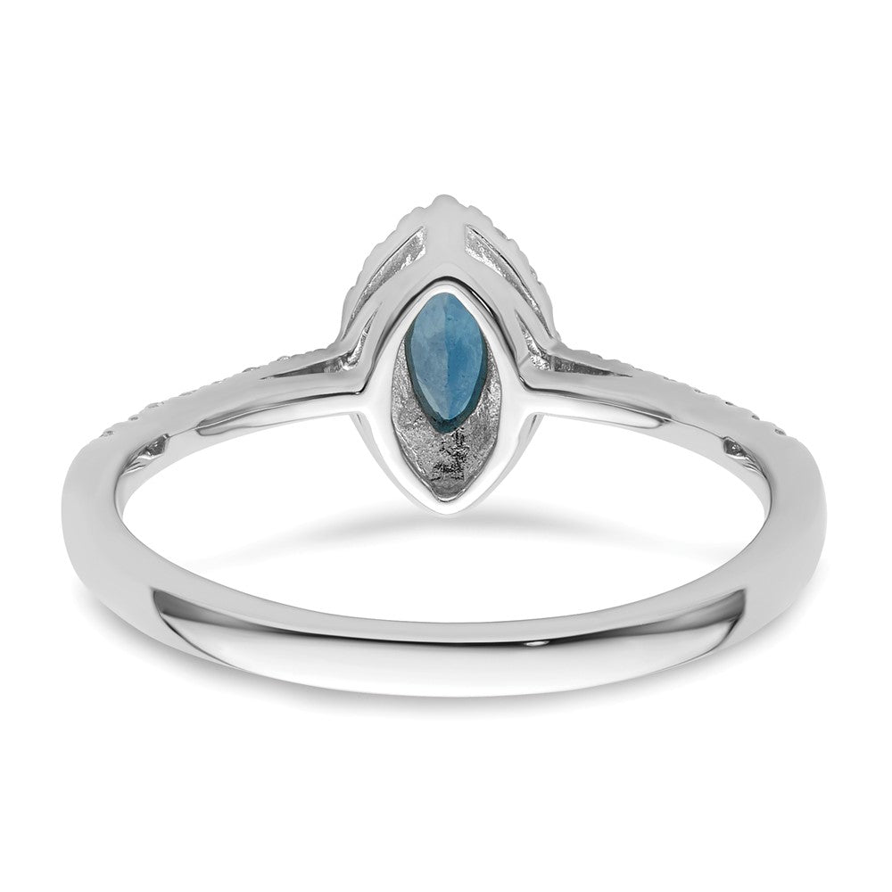 14k White Gold 1/5 Ct. Lab Grown Diamond VS/SI+ G+ and Blue Topaz December Birthstone Ring